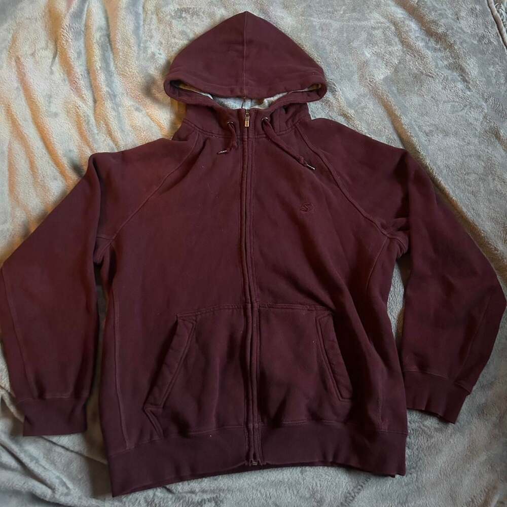 Vintage Starter Full-Zip Hoodie, Maroon, Men's Size L (42-44)